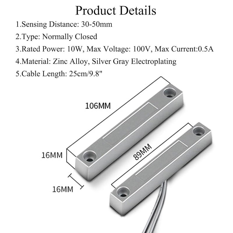 AOAUTO Home Security Wired Rolling Door Contact Magnetic Reed Switch Alarm Sensor Magnetic Switch,NC - Image 3